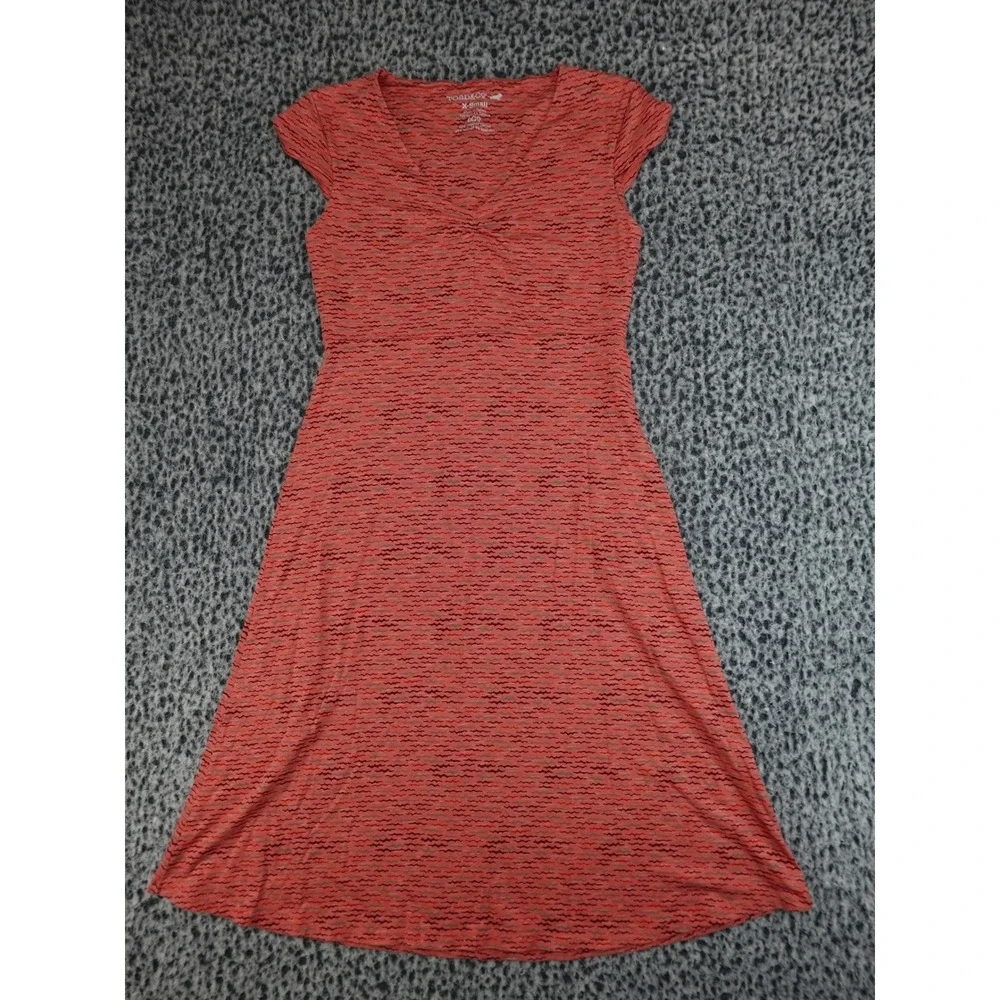 Toad&Co Rosemarie Dress Womens XS Coral Red Excellent Eco-Friendly V-Neck Stripe